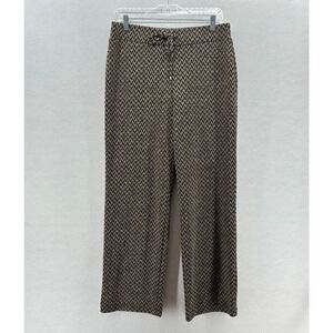 SOHO Casual‎ Wide Leg Pants MEDIUM Brown Chevron Drawstring Hippie Boho Indie